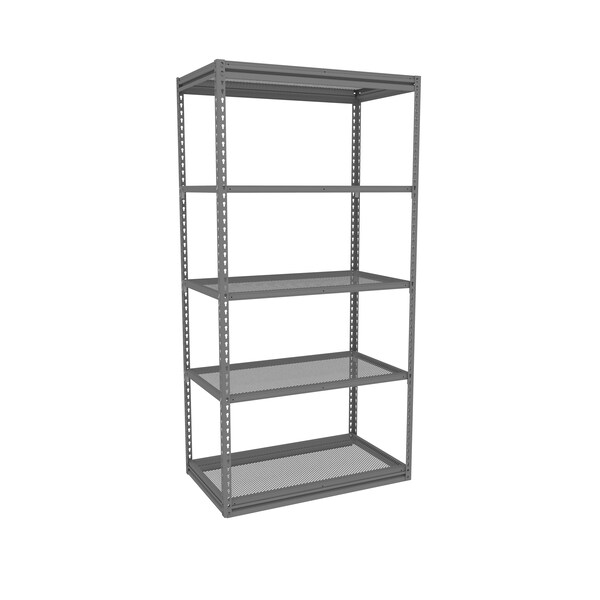 Tennsco Z-Line Shelving W/Five Perf. Shlvs, Boltless, 42"Wx24"Dx84"H, Starter, Gry ZM7-4224S-5PD-MGY - main